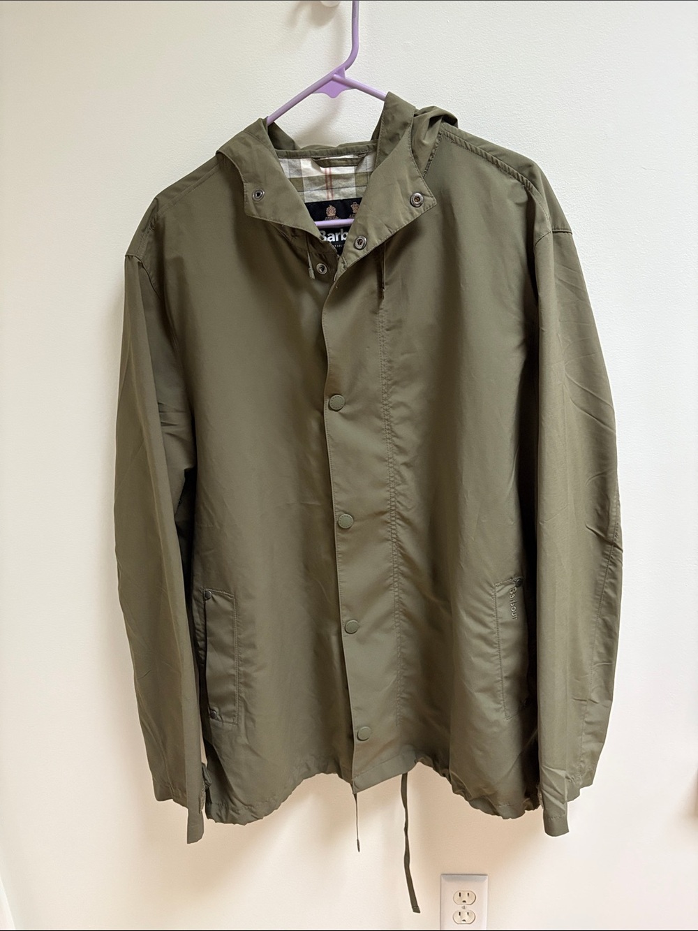 Barbour Olive Hooded Raincoat Jacket